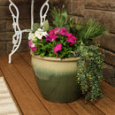 Sunnydaze Chalet Round Glazed Ceramic Planter with Drainage
