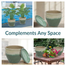 Sunnydaze Glazed Ceramic Planters with Saucers - Set of 2