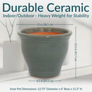 Sunnydaze Studio Round Glazed Ceramic Planter with Drainage