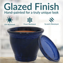 Sunnydaze Glazed Ceramic Planters with Saucers - Set of 2