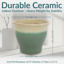 Sunnydaze Studio Round Glazed Ceramic Planter with Drainage