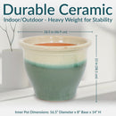 Sunnydaze Studio Round Glazed Ceramic Planter with Drainage