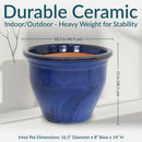 Sunnydaze Studio Round Glazed Ceramic Planter with Drainage