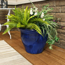 Sunnydaze Studio Round Glazed Ceramic Planter with Drainage