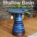 Sunnydaze Glazed Ceramic Duo-Tone Outdoor Bird Bath