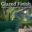 Sunnydaze Studio Round Glazed Ceramic Planter with Drainage