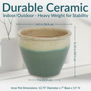 Sunnydaze Chalet Round Glazed Ceramic Planter with Drainage