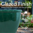 Sunnydaze Chalet Round Glazed Ceramic Planter with Drainage