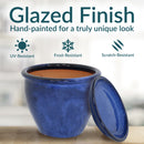 Sunnydaze Glazed Ceramic Planters with Saucers - Set of 2