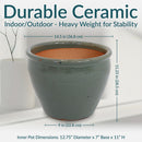 Sunnydaze Chalet Round Glazed Ceramic Planter with Drainage
