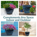 Sunnydaze Studio Round Glazed Ceramic Planter with Drainage