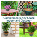Sunnydaze Chalet Round Glazed Ceramic Planter with Drainage