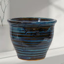 Sunnydaze Studio Round Glazed Ceramic Planter with Drainage