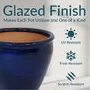 Sunnydaze Chalet Round Glazed Ceramic Planter with Drainage