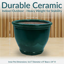 Sunnydaze Studio Round Glazed Ceramic Planter with Drainage