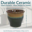 Sunnydaze Studio Round Glazed Ceramic Planter with Drainage