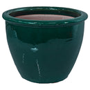 Sunnydaze Chalet Round Glazed Ceramic Planter with Drainage