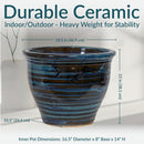 Sunnydaze Studio Round Glazed Ceramic Planter with Drainage