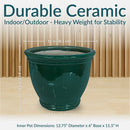 Sunnydaze Studio Round Glazed Ceramic Planter with Drainage