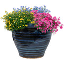 Sunnydaze Studio Round Glazed Ceramic Planter with Drainage