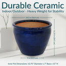 Sunnydaze Chalet Round Glazed Ceramic Planter with Drainage