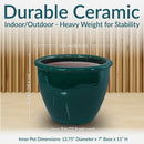 Sunnydaze Chalet Round Glazed Ceramic Planter with Drainage