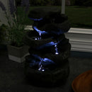 Sunnydaze Stacked Rock Waterfall Fountain with LED Lights - 10"