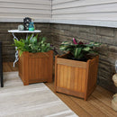 Sunnydaze Meranti Wood Square Planter Box for Outdoor Plants - 16"