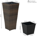 Sunnydaze Polyrattan Square Tall Wicker Planter