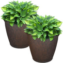 Sunnydaze Anjelica Polyresin Large Round Outdoor Planter