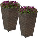 Sunnydaze Polyrattan Square Tall Wicker Planter