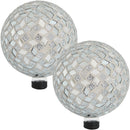 Sunnydaze Mirrored Diamond Mosaic Gazing Globe Ball - 10-Inch - Set of 2