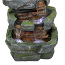Sunnydaze Outdoor Electric Tiered Stone Waterfall with LED Lights - 23" H