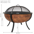 Sunnydaze 32" Outdoor Wood-Burning Fire Pit with Spark Screen