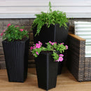 Sunnydaze Polyrattan Square Tall Wicker Planters - Set of 3