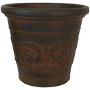 Sunnydaze Arabella Swirling Vines Indoor and Outdoor Resin Planter, Rust Finish, 16-Inch Diameter