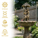 Sunnydaze Lovers Umbrella Solar-Powered Fountain with Battery Backup and Lights - 43"