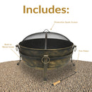 Sunnydaze Cauldron Outdoor Fire Pit with Spark Screen