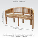 Sunnydaze Outdoor Wooden Teak Banana Bench for Garden or Patio - 59" W