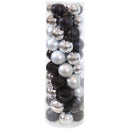 Sunnydaze 50-Piece Christmas Ornament Kit - Black and Silver