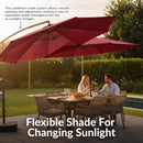 Sunnydaze 10 ft Offset Patio Umbrella with Base and Sandbag Weight
