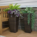 Sunnydaze Polyrattan Square Tall Wicker Planter