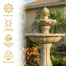 Sunnydaze 45" 2-Tier Arcade Solar Outdoor Water Fountain with LED
