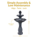 Sunnydaze 45" 2-Tier Arcade Solar Outdoor Water Fountain with LED