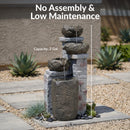 Sunnydaze Cascading Stone Bowls Solar-Powered Fountain with Battery Backup - 30"
