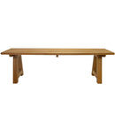 Sunnydaze Teak Trestle Bench front view on a white background