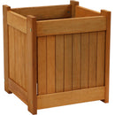 Sunnydaze Meranti Wood Square Planter Box for Outdoor Plants - 16"