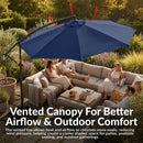 Sunnydaze 10 ft Offset Patio Umbrella with Base and Sandbag Weight