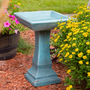 Sunnydaze Simply Square Modern Reinforced Concrete Bird Bath - 23"
