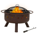 Sunnydaze Cosmic 30" Outdoor Fire Pit with Grill Grate & Spark Screen